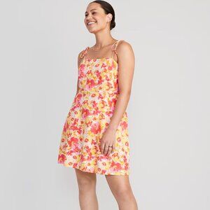 Tie-Strap Printed Mini Dress